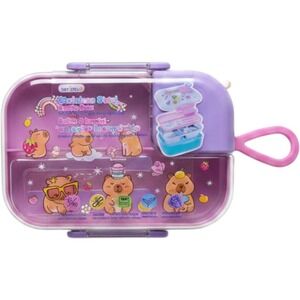 Hot Focus Capybara Stainless Steel Bento Box Purple Kids Lunch Box with Utensils
